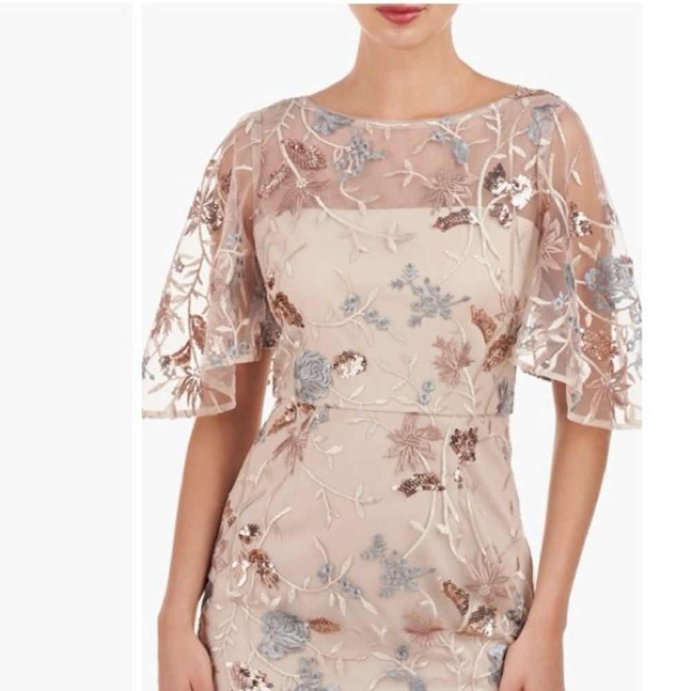 Gorgeous JS COLLECTIONS Dress Elegant Mauve Bronze Embellished NWT Sz 16
